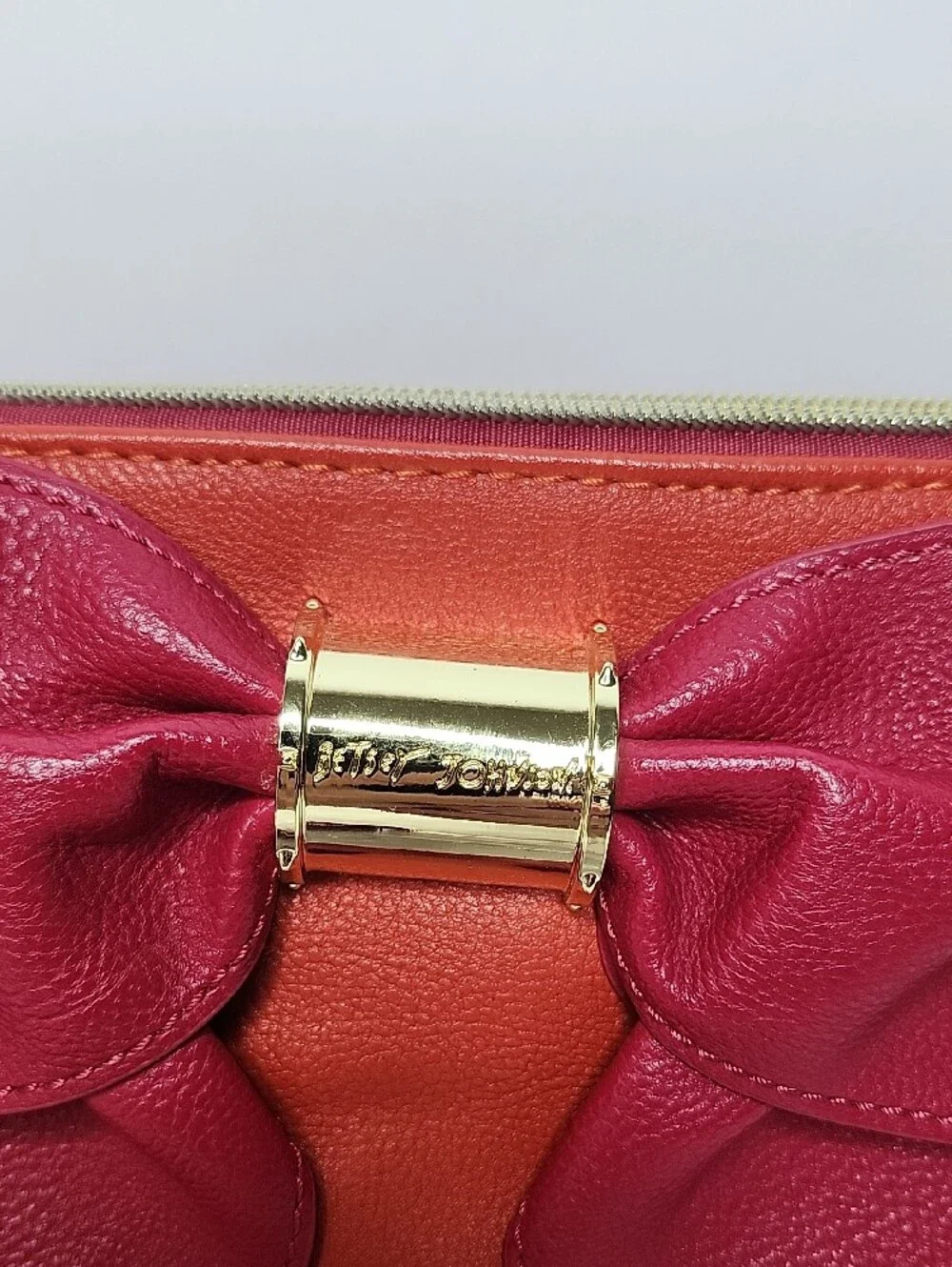 Betsey Johnson Red Orange Bow Wristlet Clutch NWOT